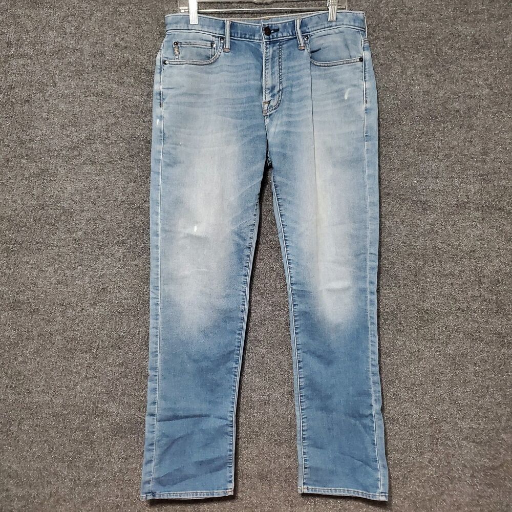 Abercrombie Fitch Jeans Mens 32 Blue Distress Denim The A&F Skinny Preppy Casual